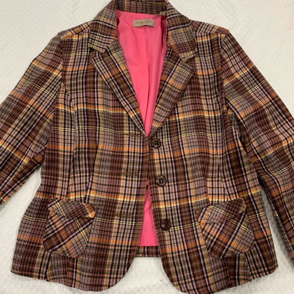 I.e. Relaxed New With Tags Women’s Blazer Pink Plaid Large Pettite